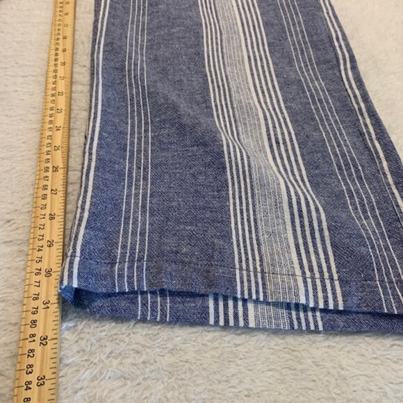 Old Navy Womens Blue White Linen Bld Hi Rise Drawstring Palazzo Pants Sz XL Tall - Picture 9 of 9